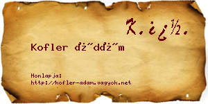 Kofler Ádám névjegykártya